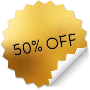 50% off gold sticker